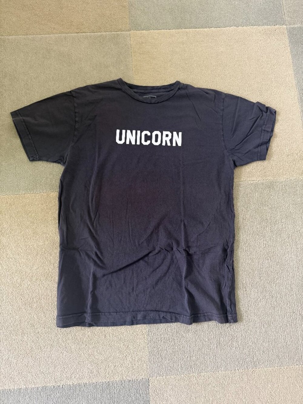 SubUrban Riot Mens Unicorn Gray Graphic Tee with White Text - Size L